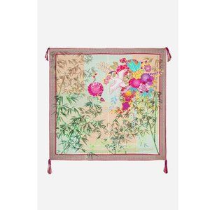 Johnny Was GETSU SCARF Silk Multi Tassels at Corners New